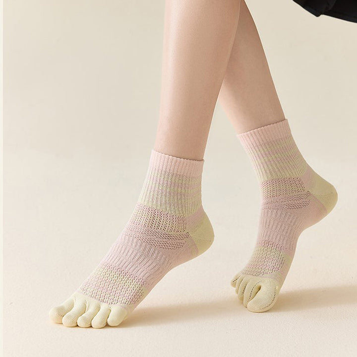 Colourful Striped Five-Toe Socks