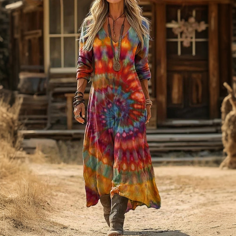 【Long Sleeves】Vintage Colourful Dress