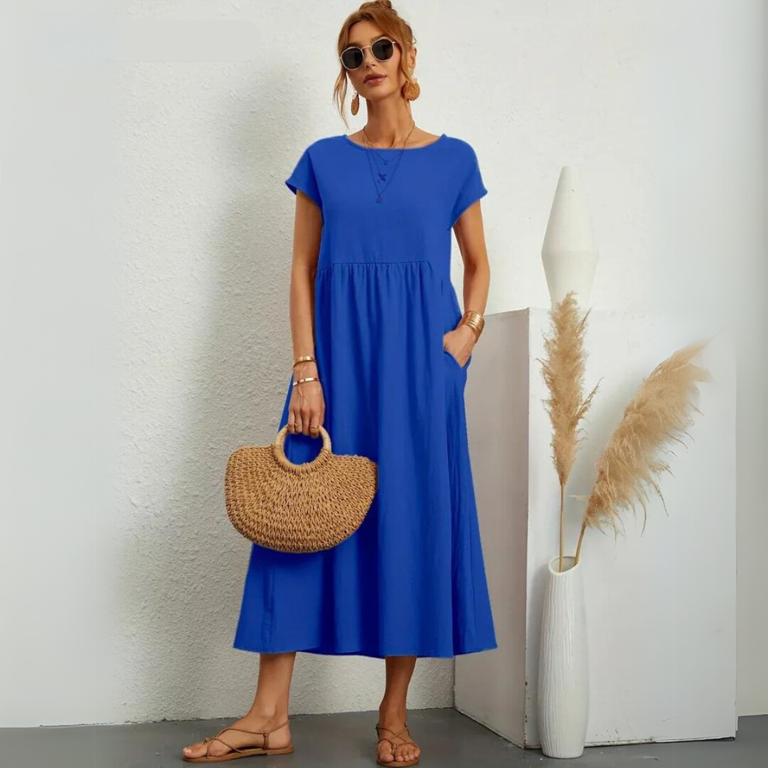 Isla - Robe Midi Décontractée en Coton