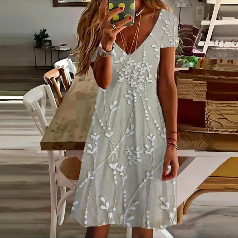 Vintage Leaf Print Dress