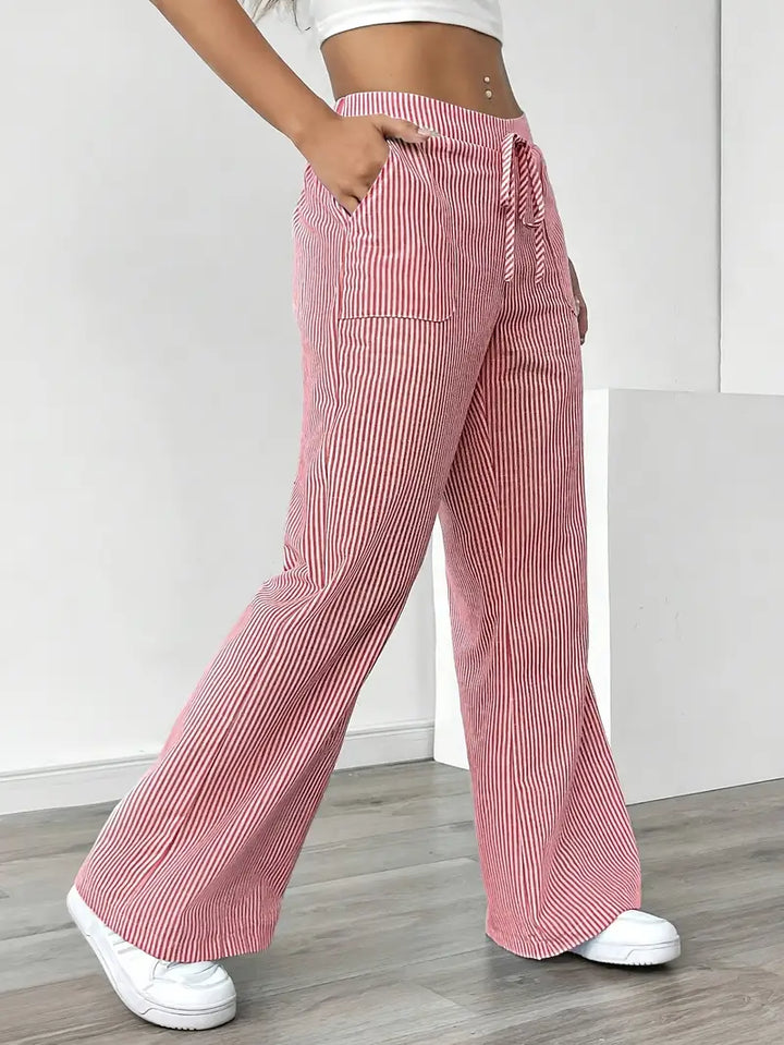 Louise - Pantalons Rayés Décontractés