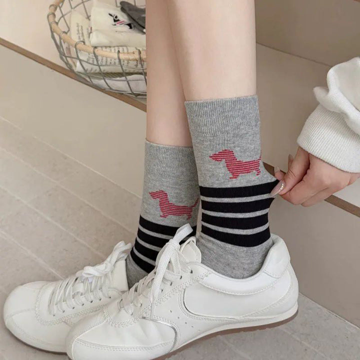 Casual Puppy Print Socks