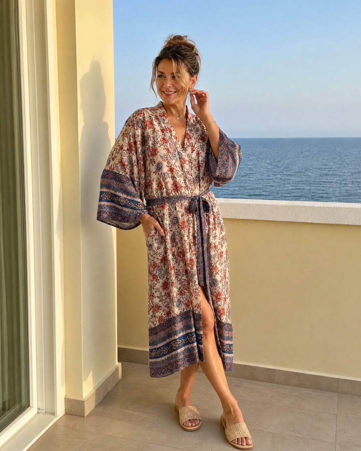 Miralyn | Robe de chambre en satin floral