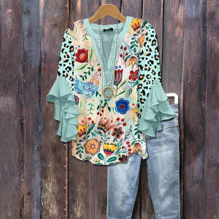 Vintage Floral Print Blouse