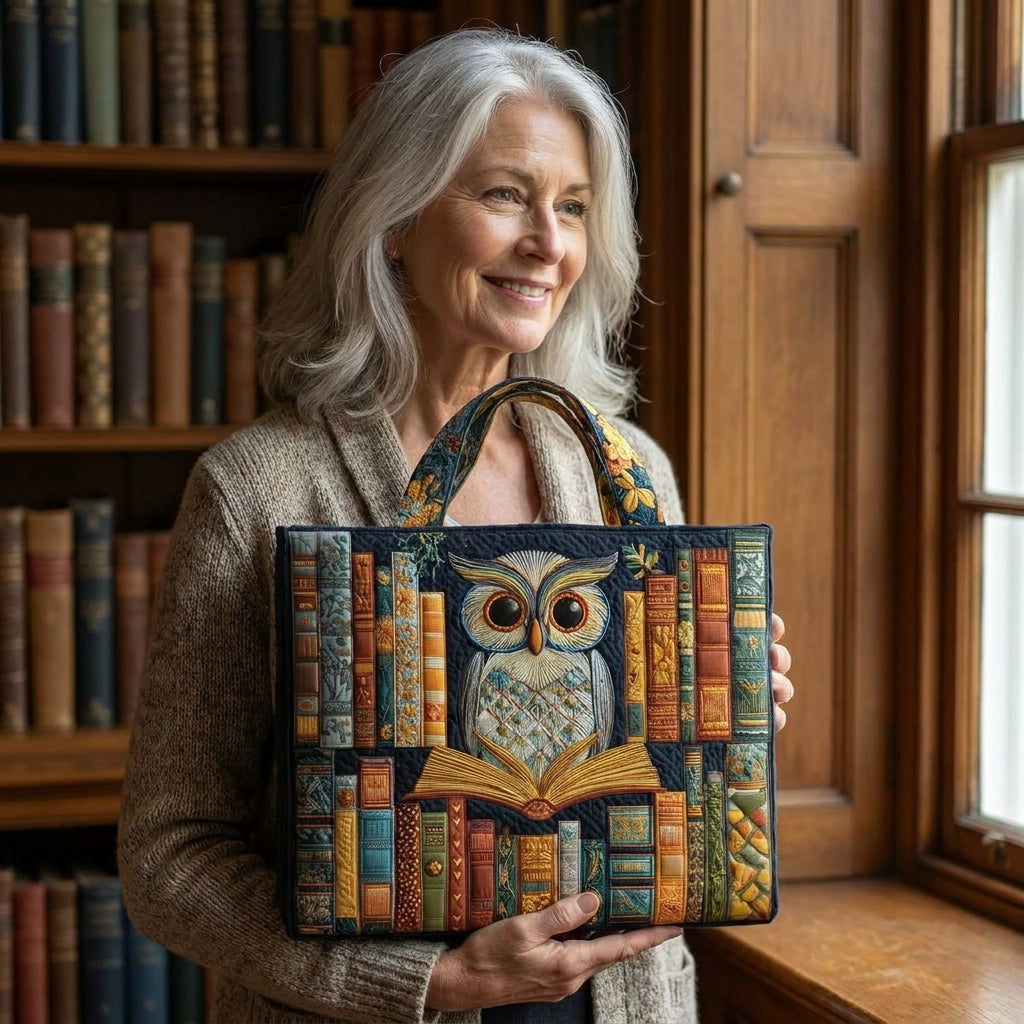 Sac Shopper Artisanal - Hibou et Livres d'Époque