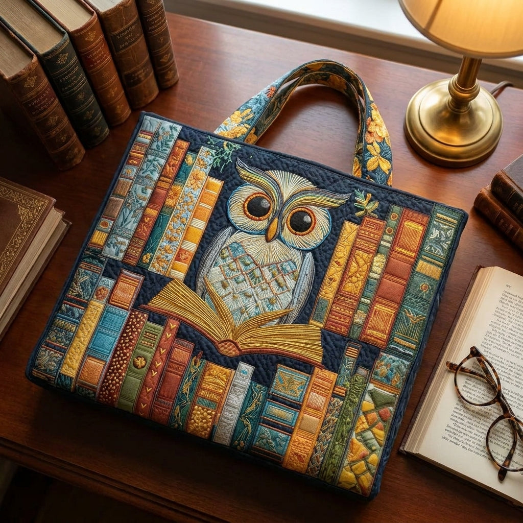 Sac Shopper Artisanal - Hibou et Livres d'Époque