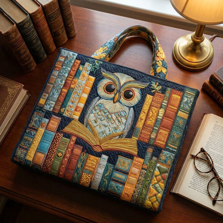 Sac Shopper Artisanal - Hibou et Livres d'Époque