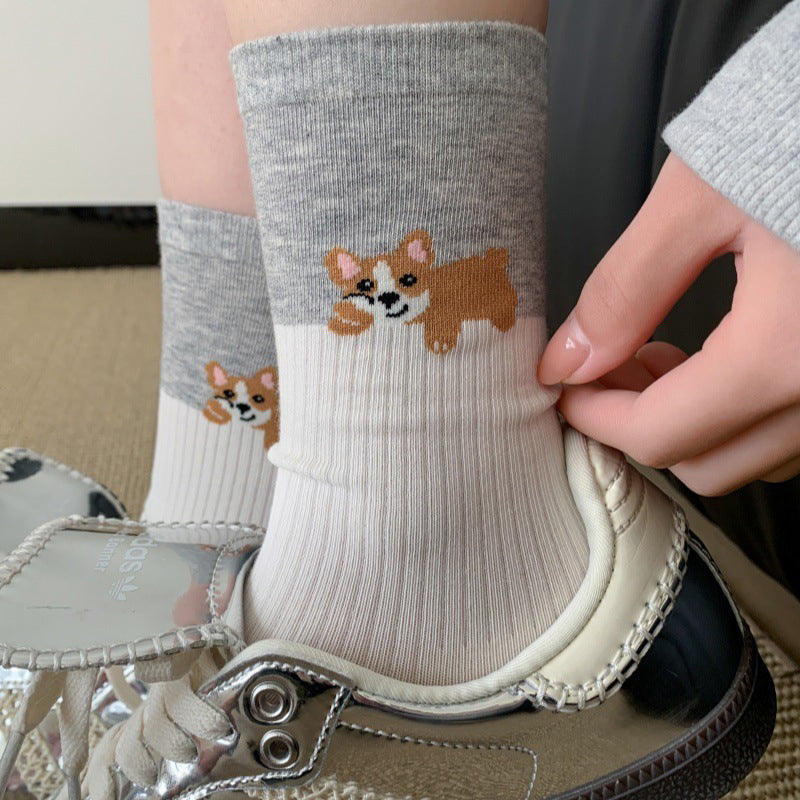 Casual Puppy Print Socks