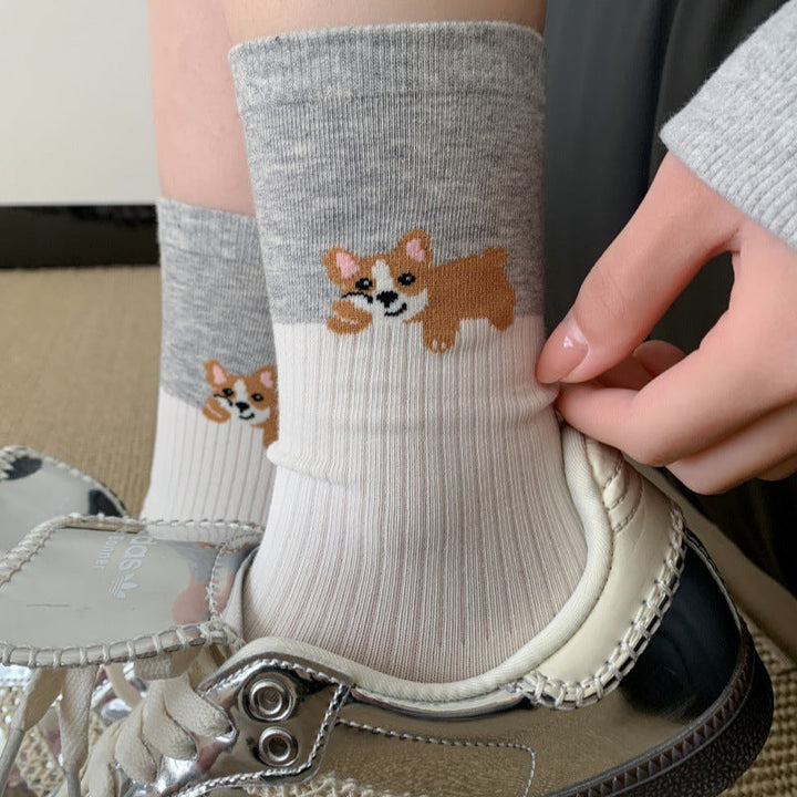 Casual Puppy Print Socks