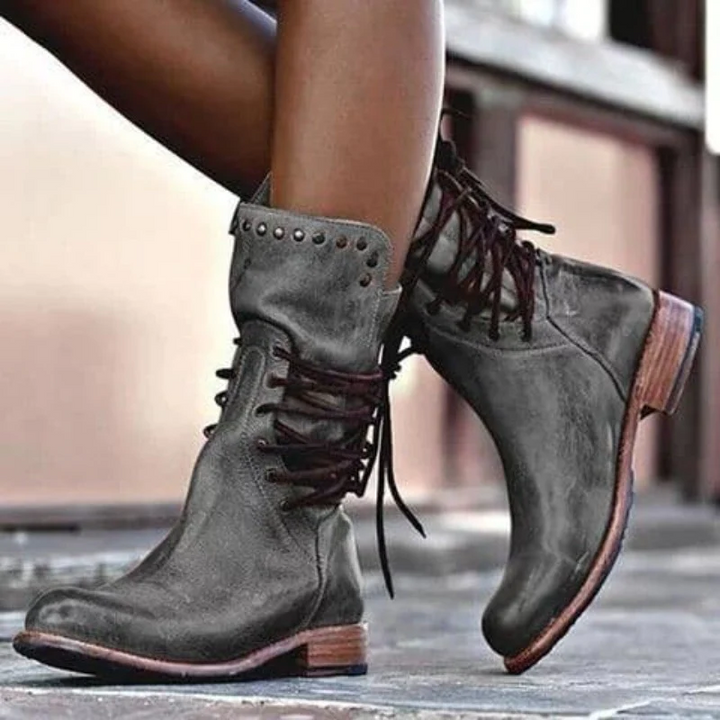 Malwina - Bottines Mi-Mollet Rétro