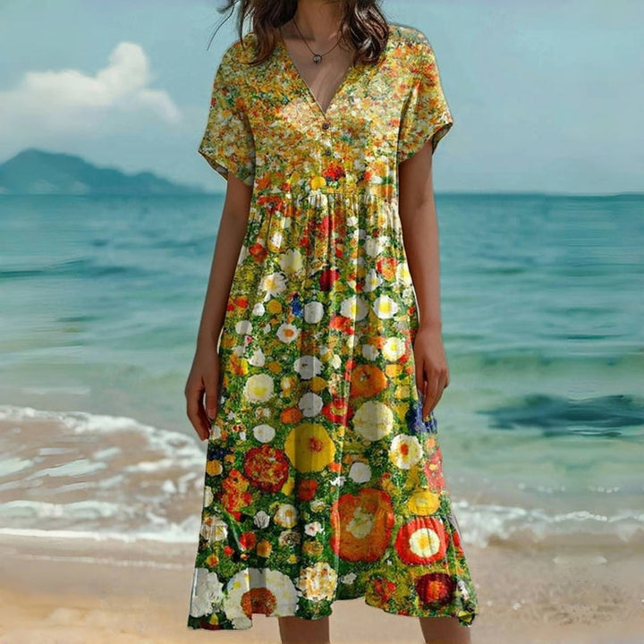 Vintage Floral Print Dress