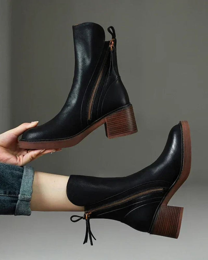 Aveline - Bottes cuir noir élégantes & confortables