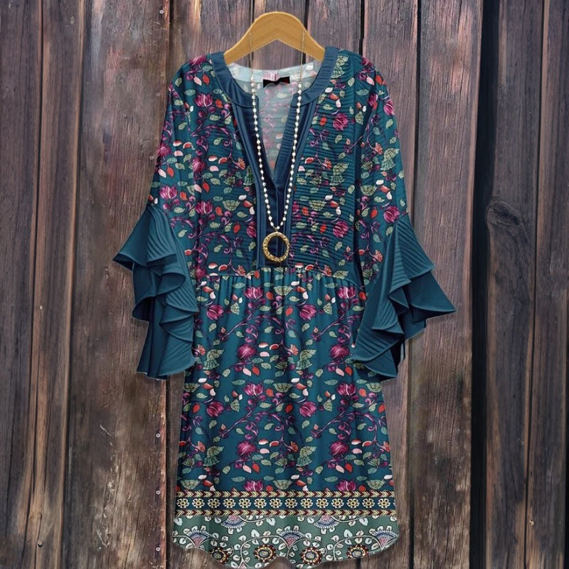 Vintage Floral Print Dress