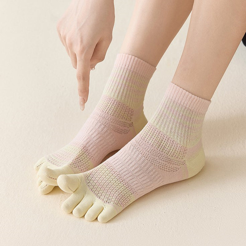 Colourful Striped Five-Toe Socks