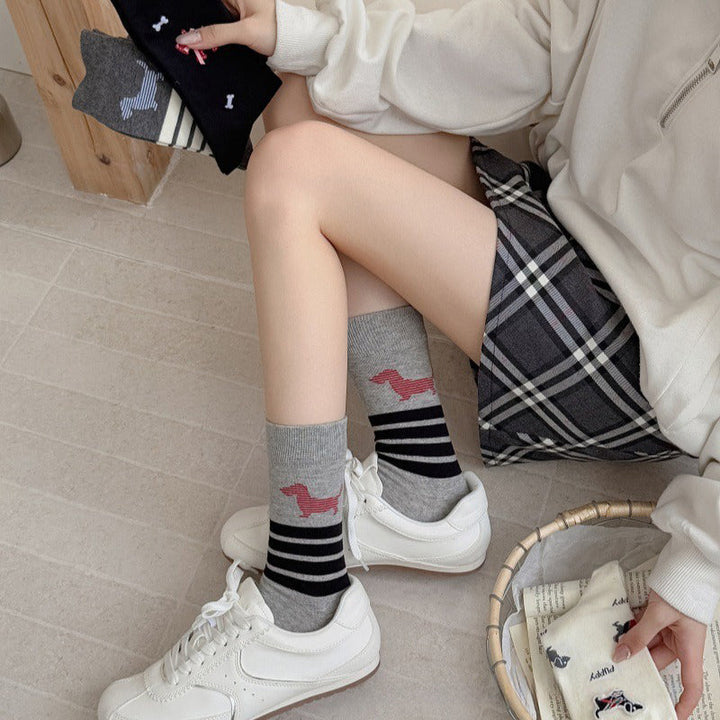 Casual Puppy Print Socks