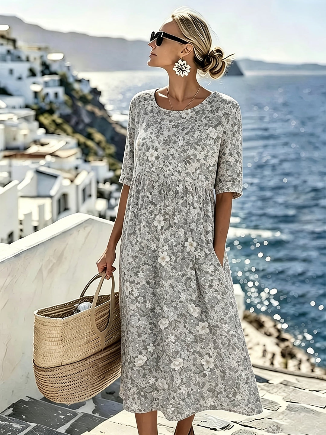 Lily™ - Élégante Robe Midi Florale d&