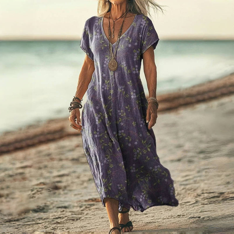 Vintage Floral Print Dress