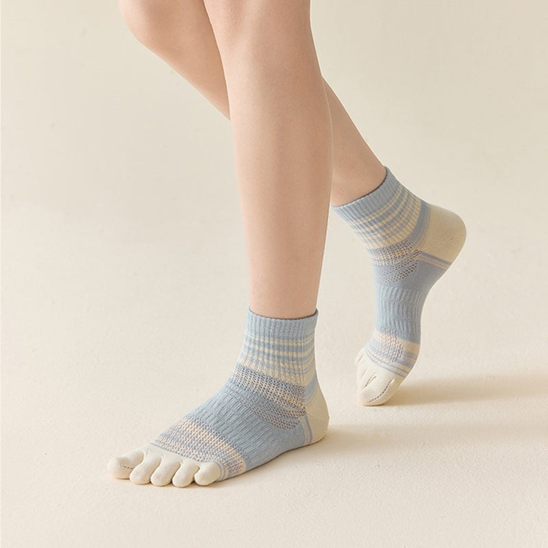 Colourful Striped Five-Toe Socks