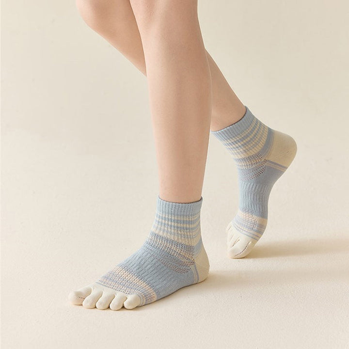 Colourful Striped Five-Toe Socks
