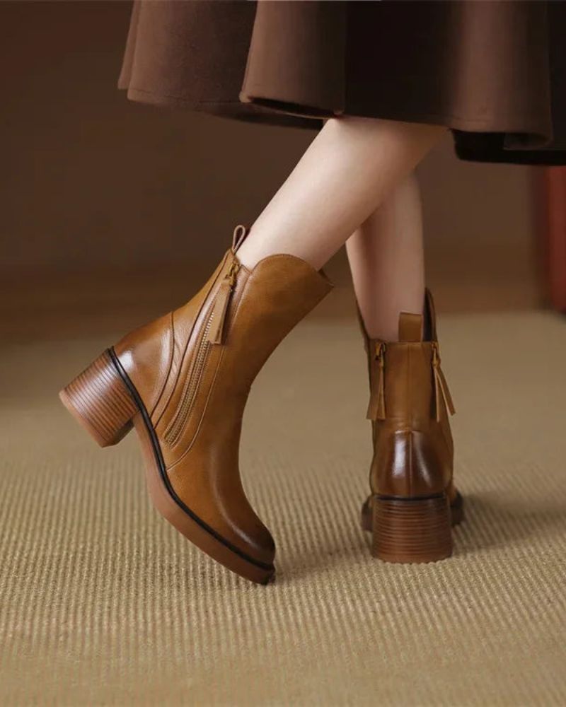 Aveline - Bottes cuir noir élégantes & confortables