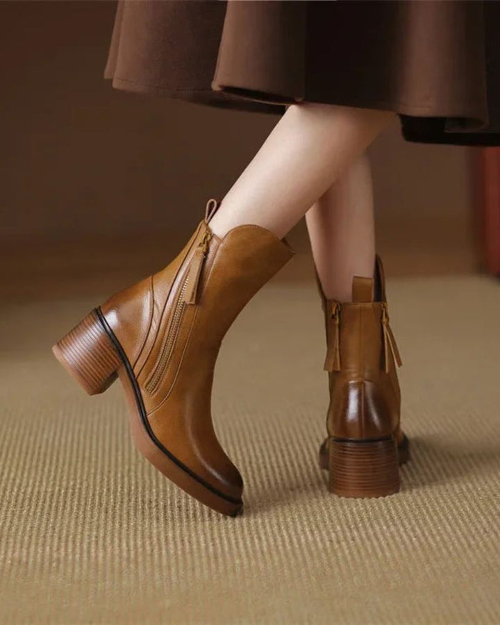 Aveline - Bottes cuir noir élégantes & confortables