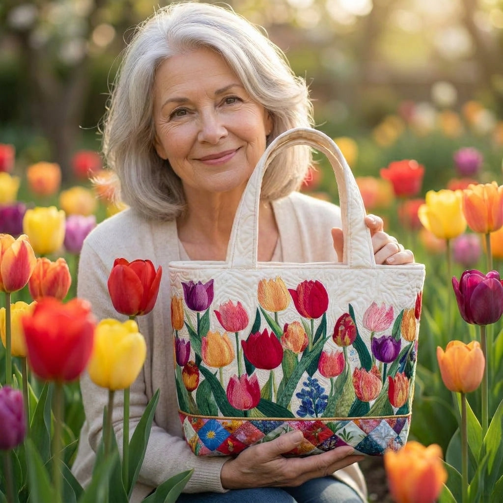 Sac Shopper Matelassé - Jardin de Tulipes