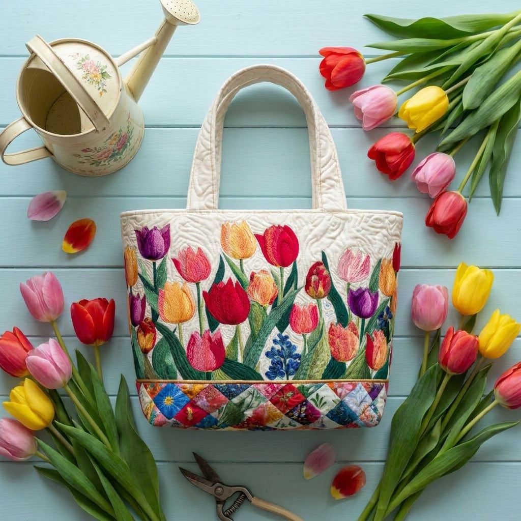 Sac Shopper Matelassé - Jardin de Tulipes