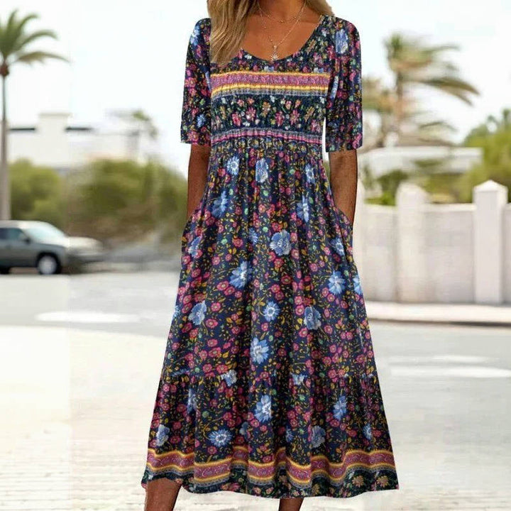 Vintage Floral Print Dress