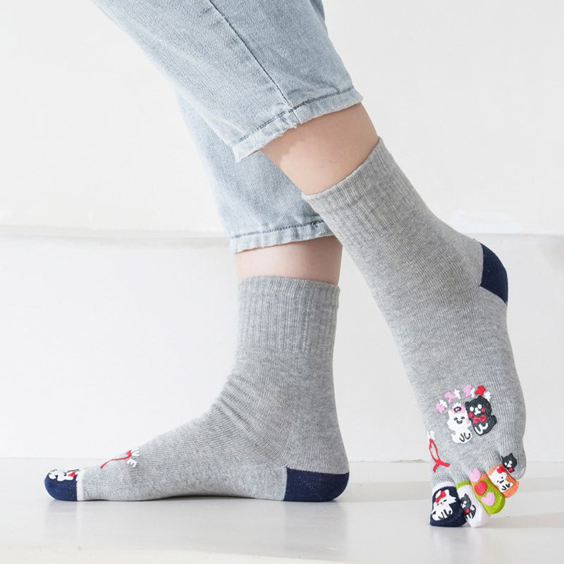 Cartoon Five-Toe Socks