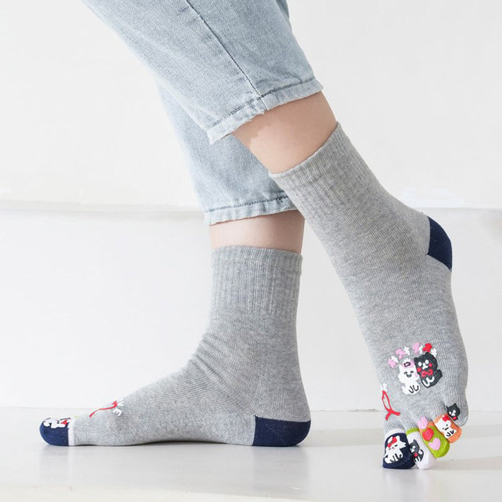 Cartoon Five-Toe Socks