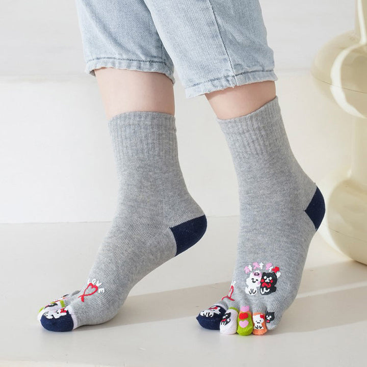 Cartoon Five-Toe Socks