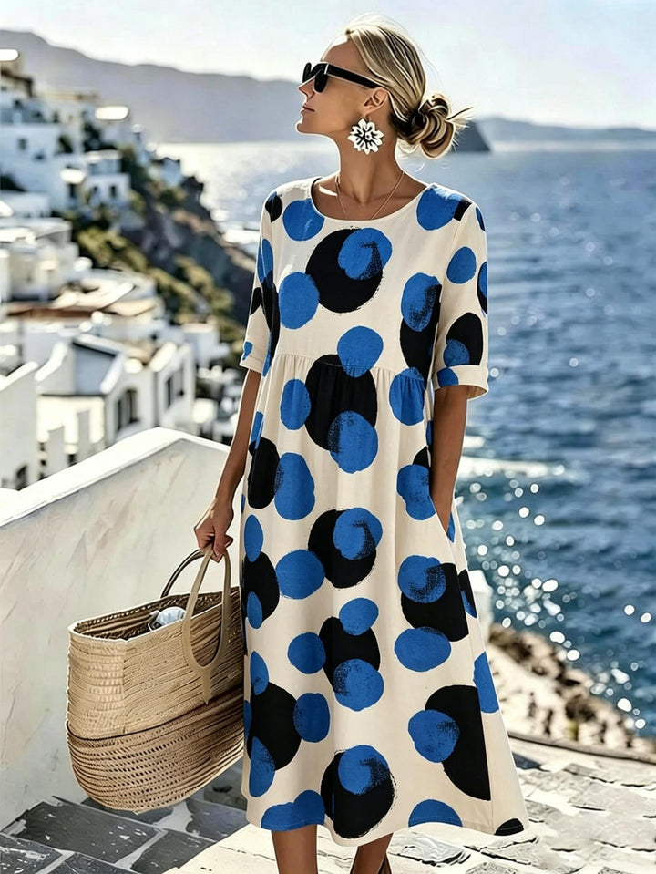 Celeste™ | Robe Midi à Pois Côtière
