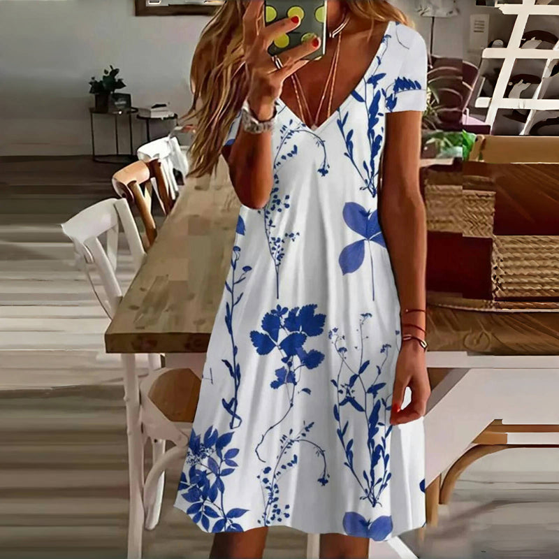 Casual Leaf Print Dress