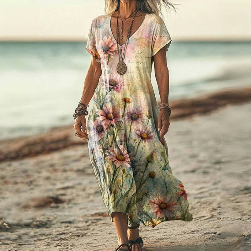 Vintage Floral Print Dress