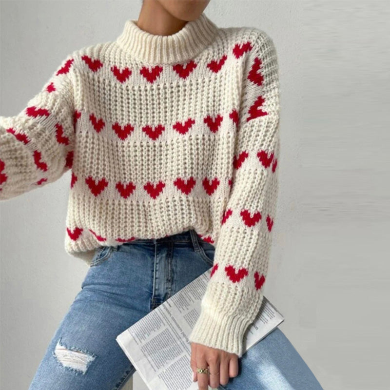 Casual Heart Knit Sweater