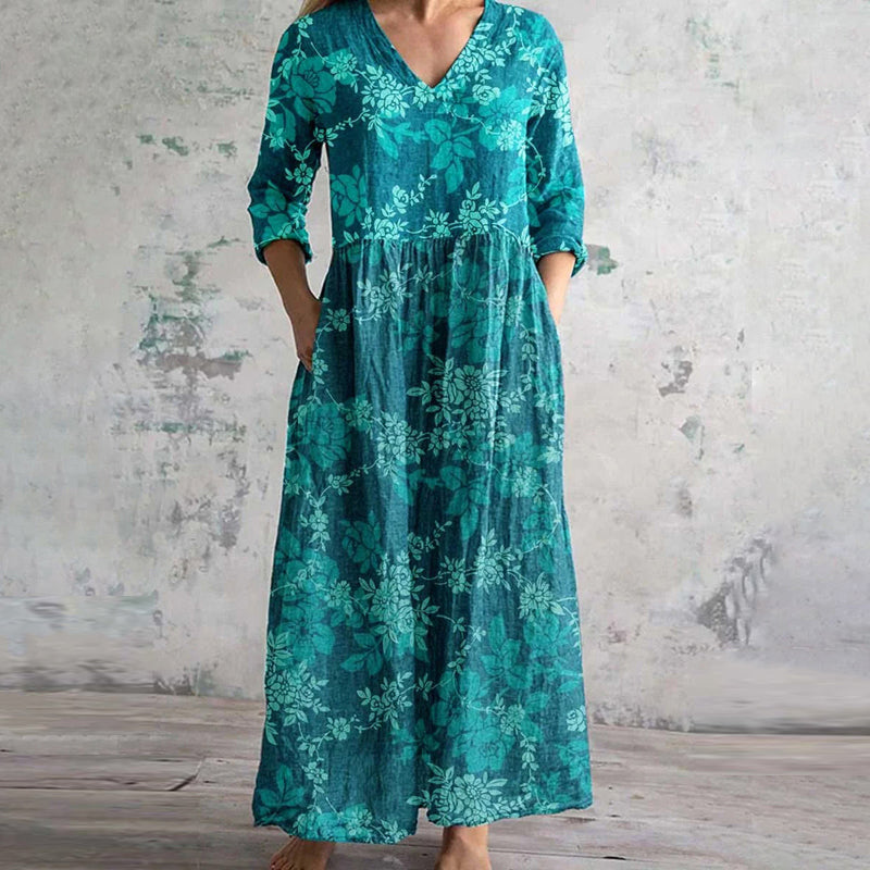 Vintage Floral Print Dress