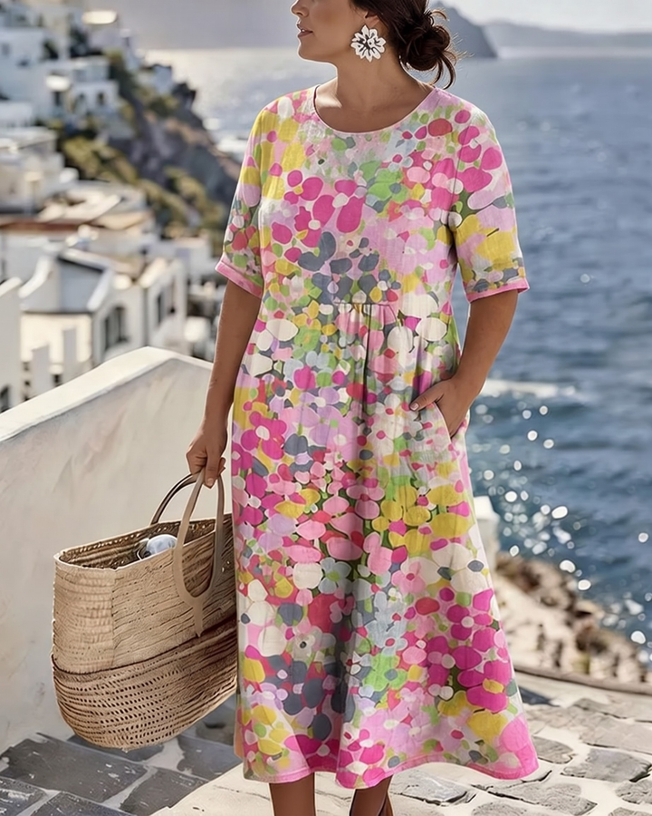 Elena™ - Robe Midi Élegante à Fleurs d&
