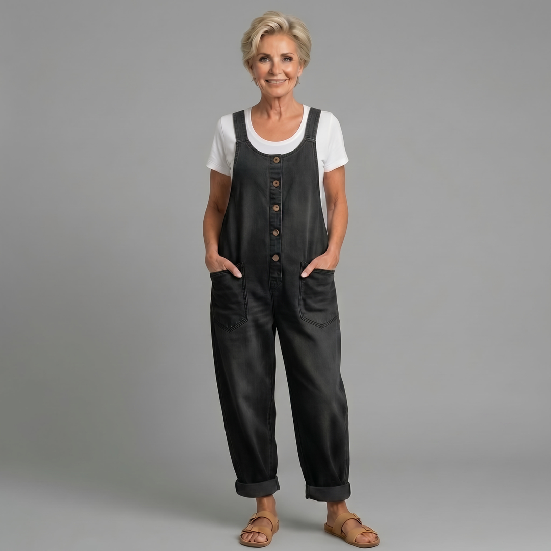 Saylor - Salopette en Denim Coton Vintage Lavé