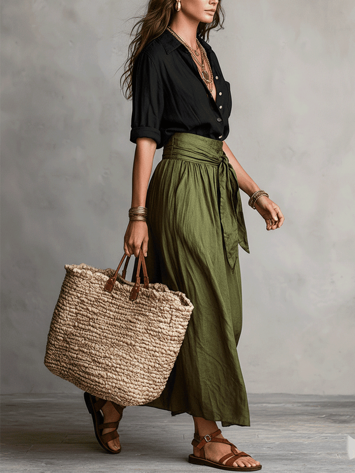 Estella - Ensemble élégant de blouse et jupe midi