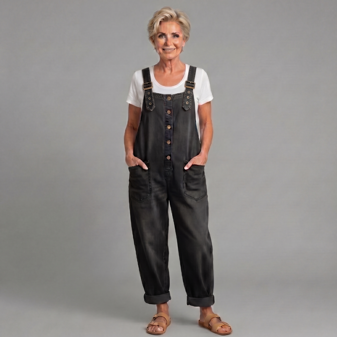Saylor - Salopette en Denim Coton Vintage Lavé