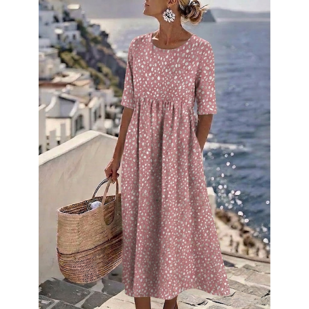 Tess™ | Robe Midi Élégante avec un Design Flatteur pour le Ventre