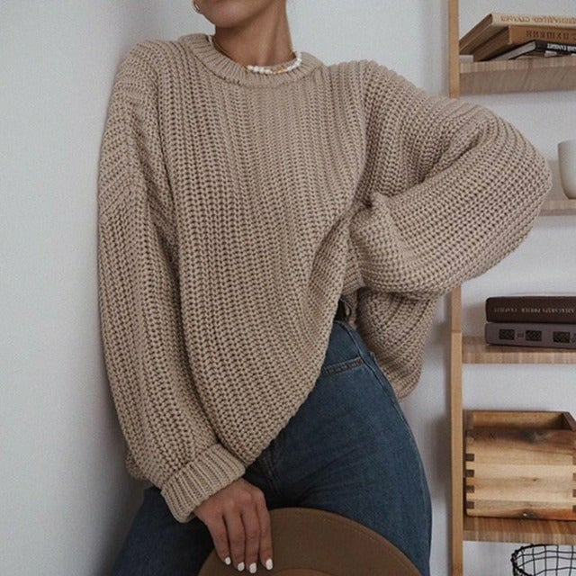 Casual Solid Knitted Sweater