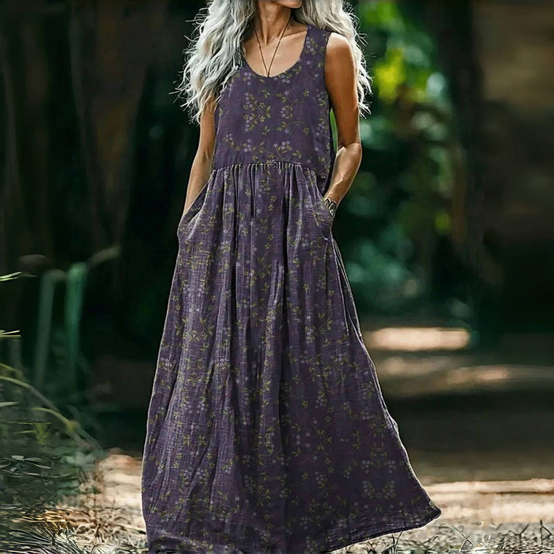 Vintage Floral Print Dress