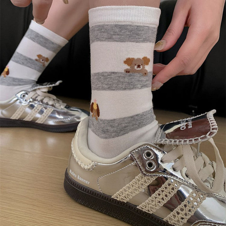 Casual Puppy Print Socks