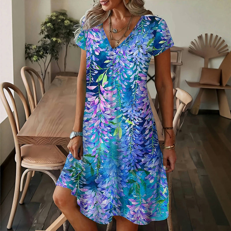 Vintage Leaf Print Dress