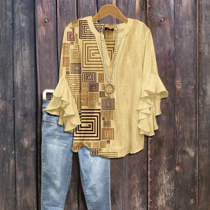 Vintage Geometric Print Blouse
