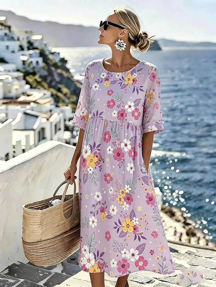 Amelia™ - Robe Midi Fleurie Élégante d&