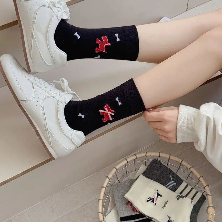 Casual Puppy Print Socks