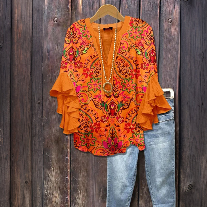 Vintage Floral Print Blouse