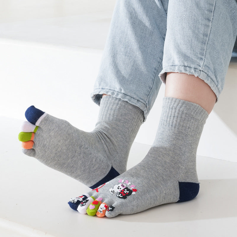 Cartoon Five-Toe Socks